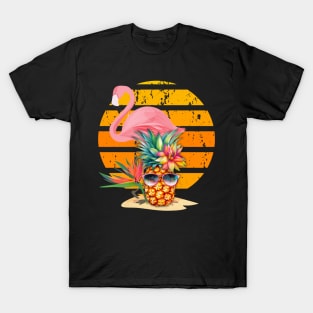 Summer Time Flamingos and Pineapple T-Shirt